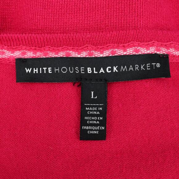 WHBM Sweater Womens Large Dark Pink Snap Front Crop Cardigan Knit 3/4 Sleeve - Picture 3 of 13